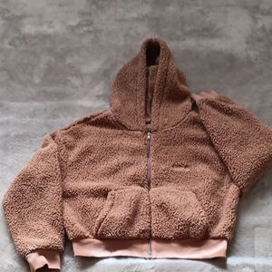 SKIMS Plush Teddy Fleece Hoodie in Light Brown